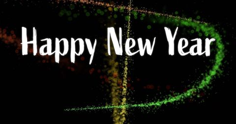 Festive Happy New Year Text with Neon Lights