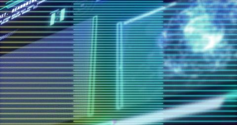 Futuristic neon cyber interface with holographic elements