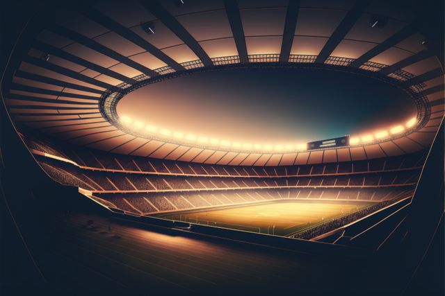General view of football stadium with lights over sky created using generative ai technology - Download Free Stock Photos Pikwizard.com