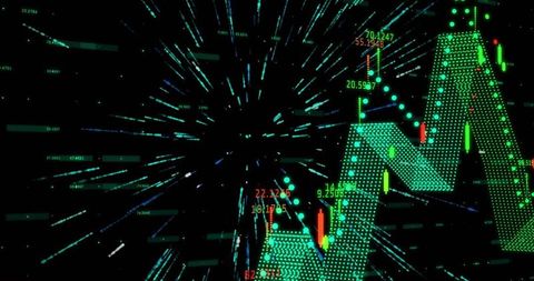 Futuristic 3D Digital Chart with Financial Data Visualization