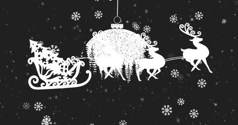 Elegant Silhouette of Santa's Sleigh and Reindeer for Christmas