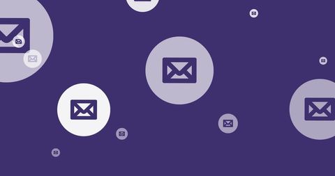 Floating Envelope Icons on Purple Background