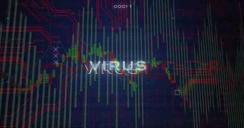 Cybersecurity Threat Concept: Glitch Virus on Digital Data Screen