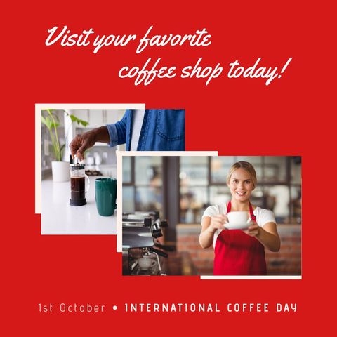 barista holding coffee for international coffee day celebration - Download Free Stock Templates Pikwizard.com