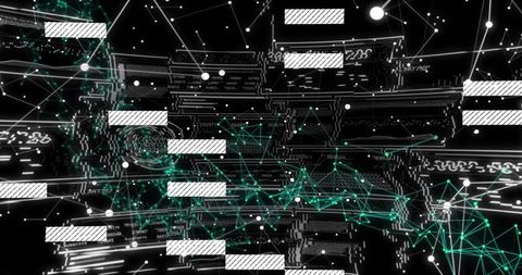 Futuristic Digital Interface with Data Web and Network Nodes