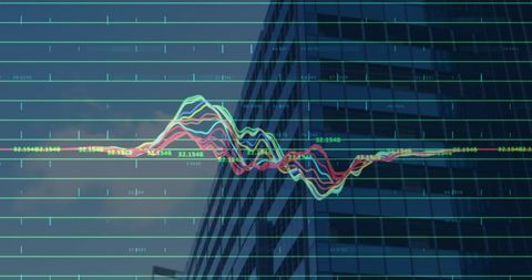 Financial Data Visualization Against Glass Office Facade - Download Free Stock Images Pikwizard.com