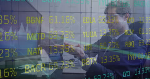Digital Overlay of Financial Data on Businessman