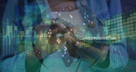 Caucasian Woman Engaging with Global Finance Data on Smartphone - Download Free Stock Images Pikwizard.com