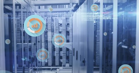 Modern Data Center with Digital Data Visualization Overlay - Download Free Stock Images Pikwizard.com