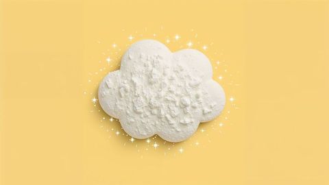Abstract Cloud Form with Sparkling Accents on Yellow Background