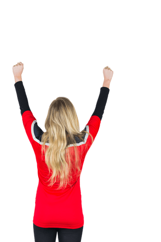 excited blond fan cheering in red shirt isolated on transparent background - Download Free Stock Videos Pikwizard.com