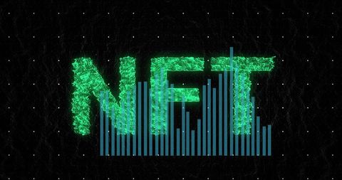 Neon Sign NFT with Graph Overlay on Black Background - Download Free Stock Images Pikwizard.com