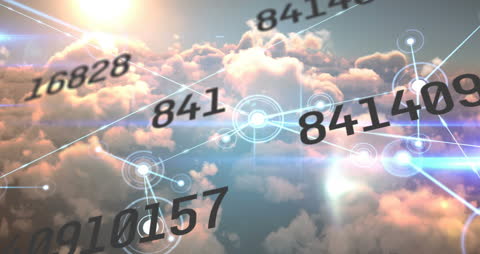 Digital Communication Concept with Numbers Amongst Clouds