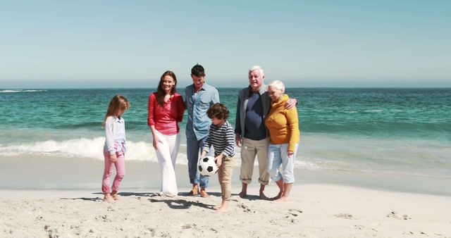 Happy Family Enjoying Beach Vacation with Grandparents and Children - Download Free Stock Images Pikwizard.com