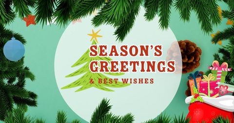 Festive Season's Greetings Christmas Card with Decorations