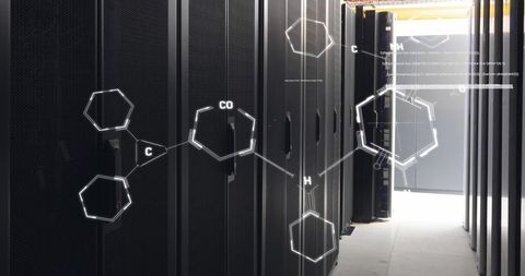 chemical structures in server room highlight data integration - Download Free Stock Images Pikwizard.com