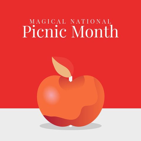 magical national picnic month illustration with apple - Download Free Stock Templates Pikwizard.com