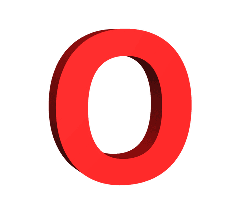 Red 'o' letter tourié on transparent background for insightful communication design