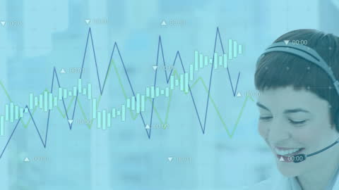 Financial Data Appearing Behind Smiling Consultant