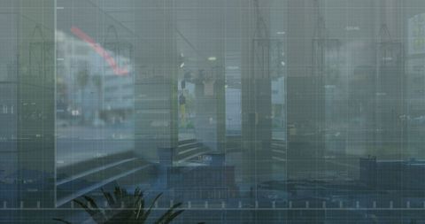 Financial Data Overlay on Urban Cityscape Concept