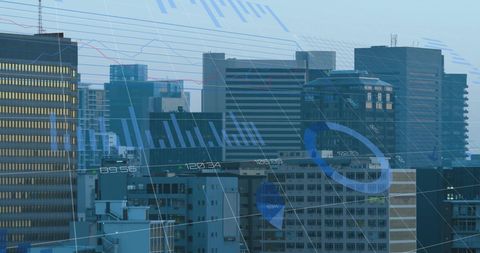 Financial Data Visualization on Urban Skyline