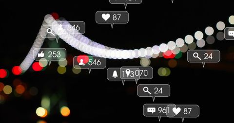 social media engagement metrics over blurry urban lights - Download Free Stock Images Pikwizard.com