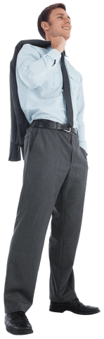 Transparent Confident Businessman Holding Jacket Over Shoulder