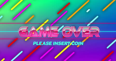 Retro Game Over Screen with Neon Light Trails