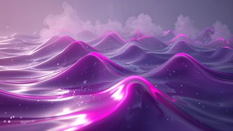 Futuristic Abstract Waves in Virtual Seascape with Smooth Gloss