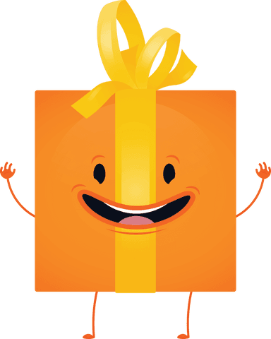 Smiley Gift Box with Yellow Bow Transparent Celebration Art