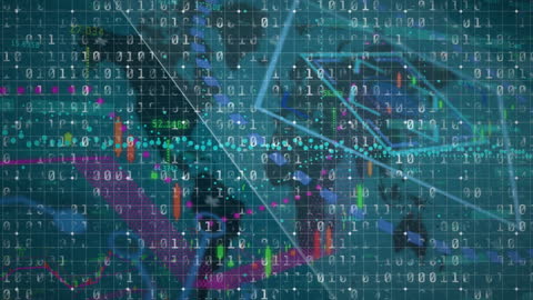 Binary Code and Data Processing with World Map Overlay
