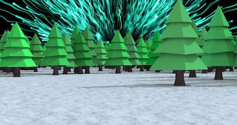 Digital Winter Wonderland With Falling Snow