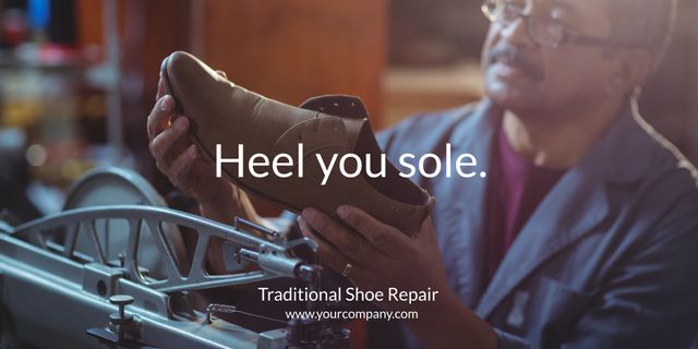 Craftsman Restoring Shoe in Traditional Repair Shop - Download Free Stock Templates Pikwizard.com