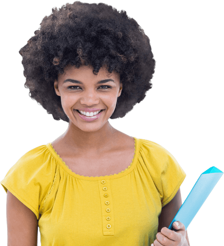 smiling african american woman holding file on transparent background - Download Free Stock Videos Pikwizard.com