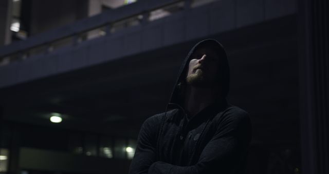 Mysterious Man in Hoodie at Nighttime Location - Download Free Stock Images Pikwizard.com