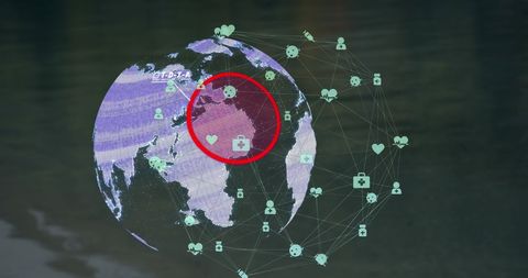 Digital Global Connections and Data Network Graphic