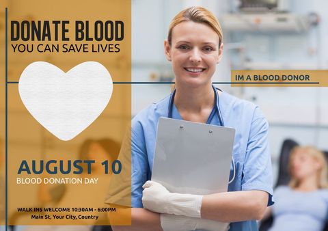 healthcare professional promotes blood donation campaign - Download Free Stock Templates Pikwizard.com