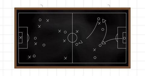 Soccer Strategy Diagram on Blackboard Tactics