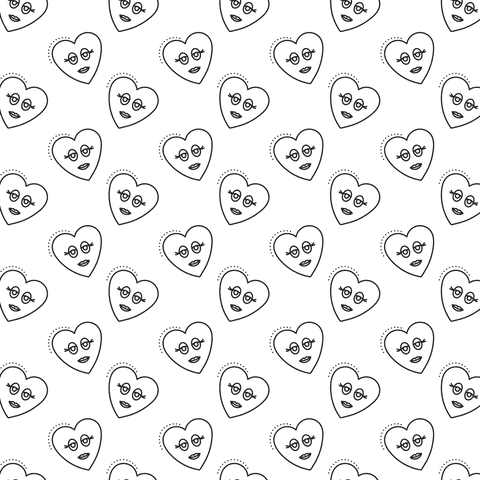 Cute heart faces pattern on transparent background