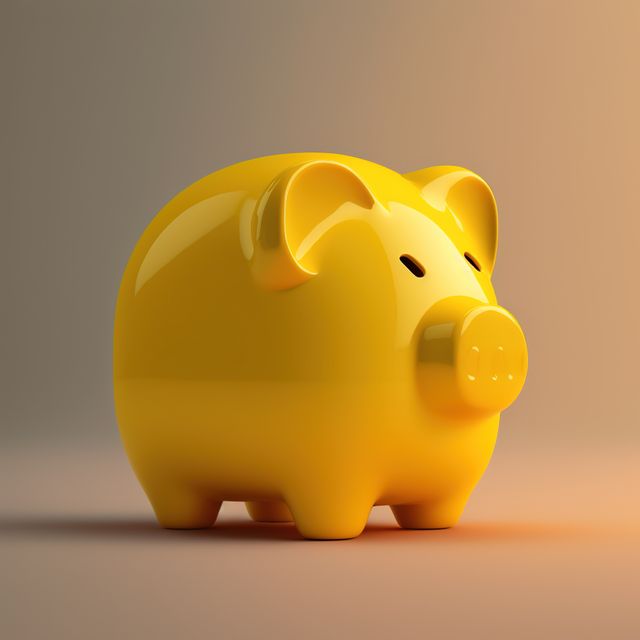 Image of yellow piggy bank on pink background, created using generative ai technology. Piggy bank and finances concept, digitally generated image.