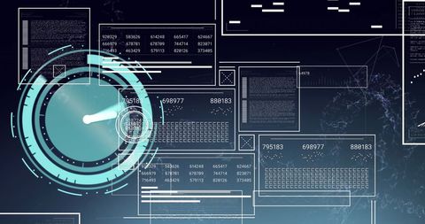 Digital Interface with Holographic Clock and Data Visualization - Download Free Stock Images Pikwizard.com