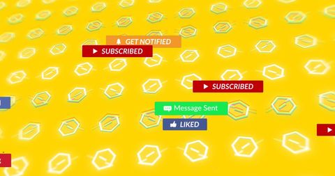 Social Media Notifications with Hexagonal Icons on Yellow Background - Download Free Stock Images Pikwizard.com