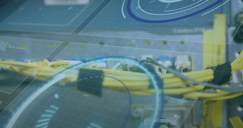 Futuristic Data Processing Interface with Network Cables - Download Free Stock Images Pikwizard.com