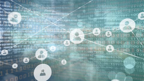 Abstract Network Connections with Digital Icons Display
