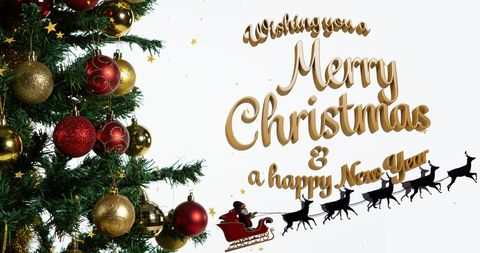 Festive Christmas Greetings with Tree and Typographic Design