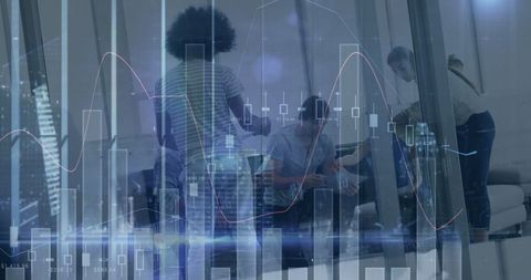Financial Analysis Overlay on Diverse Business Team Meeting