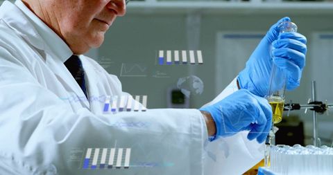 Scientist Analyzing Sample in Laboratory with Digital Data Graphics - Download Free Stock Images Pikwizard.com