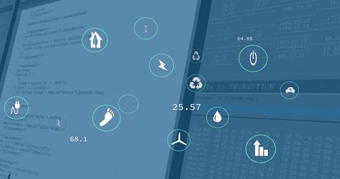 Tech Interface Featuring Analytics and Data Visualization Icons