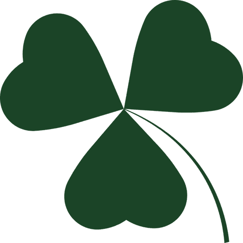 Stylized three-leaf clover flat design on transparent background