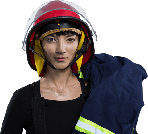 female firefighter portrait with safety gear on transparent background - Download Free Stock Videos Pikwizard.com